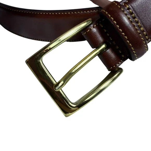 Trafalgar Brown Hand-Polished Cortina Leather Belt, 32/80 - Picture 4 of 11